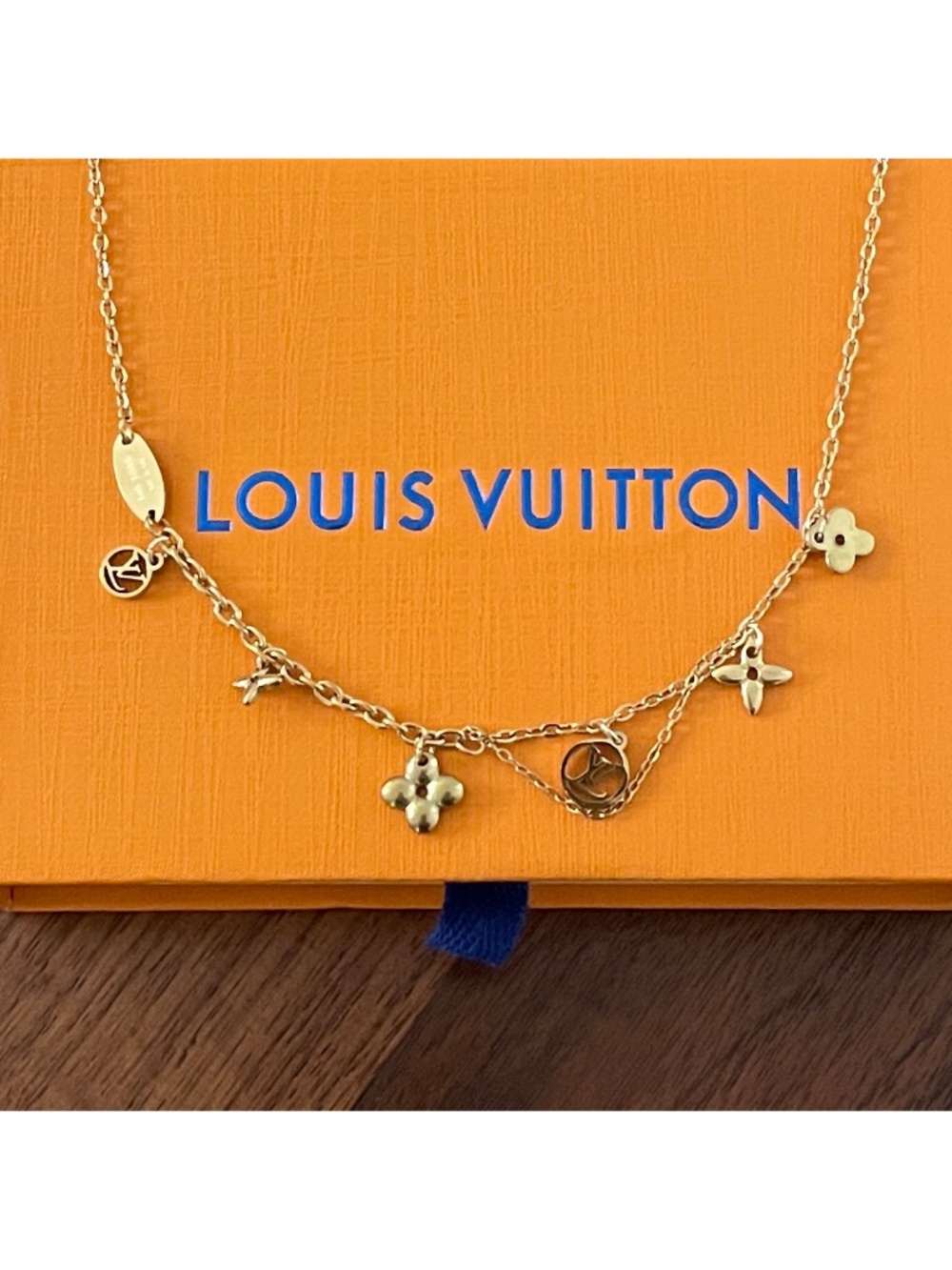 LV Gold Plated Necklace with Dust Bag and Box
